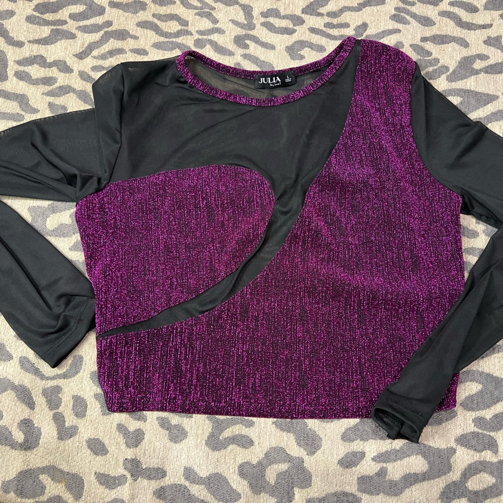 Sheer long sleeve, fun and fitted.  The black is sheer 75% polyester